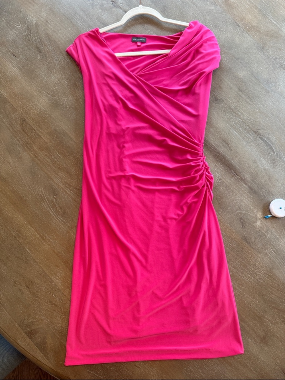Vince Camuto Draped Pink Ruched Dress